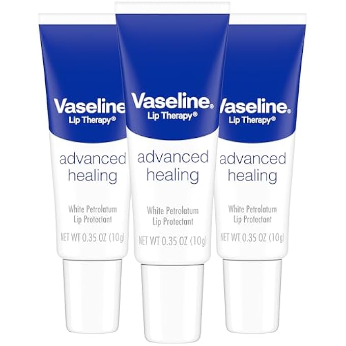 Vaseline LIP THERAPY ADVANCED HEALING LIP BALM TUBE 3-PACK  WHITE PETROLEUM LIP PROTECTANT, 0.35 OZ EA - Image 1